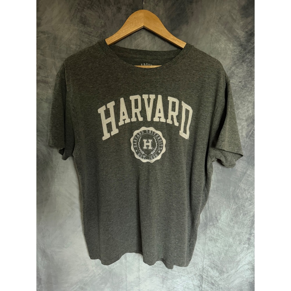 League Harvard University Mens XL Gray Heather Graphic tee Dark Acedamia Preppy